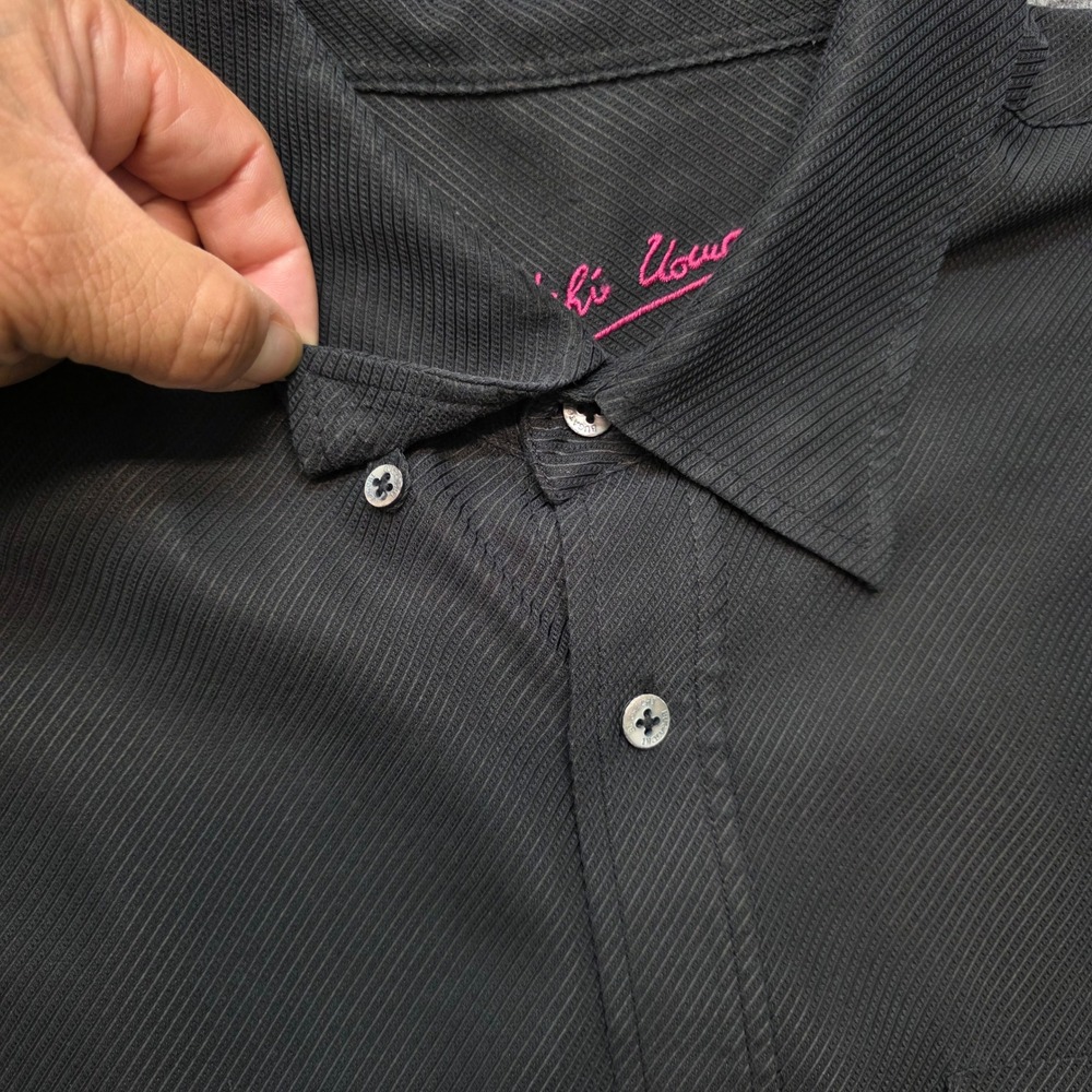 Bugatchi Uomo Men's XL Black Ribbed Textured Long Sleeve Button Down Dress Shirt - Picture 9 of 14